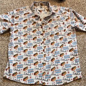 Men's Casual Hot Dog Print Shirt - White